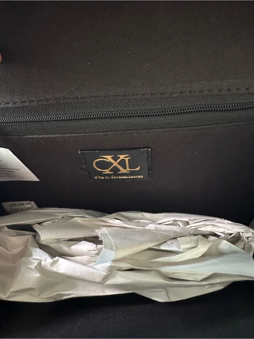 Christian Lacroix Black Clutch with Gold Emblem